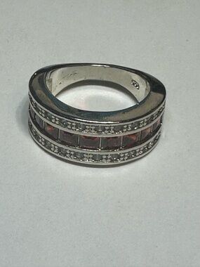 Sterling Silver Ruby Channel-Set Stone Ring
